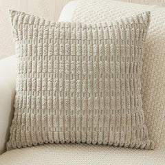 MOMISY Corduroy Cushion Throw Pillow Covers Pink 45 x 45cm, 18x18 inch (Light Grey, 5)