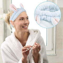 MOMISY Elastic Lovely Hair Band Wash Face Spa Headband-Washable Facial Band Makeup Wrap Headbands Fits All Head Sizes for Women (Green Pink)