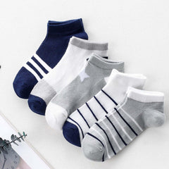 MOMISY 5 Pairs Baby kids Girl Boys Toddlers Infant Ankle Stretch Tube Socks (StripedStarLight, 6 Years-8 Years)