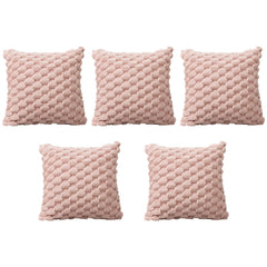 MOMISY Corduroy Cushion Throw Pillow Covers, Honeycomb Pattern, 45 x 45 cm, Set of 5 (Pink)