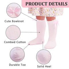 MOMISY 3 Pairs of Baby Spring Winter And Autumn Combed Cotton Long Tube Knee-High Socks