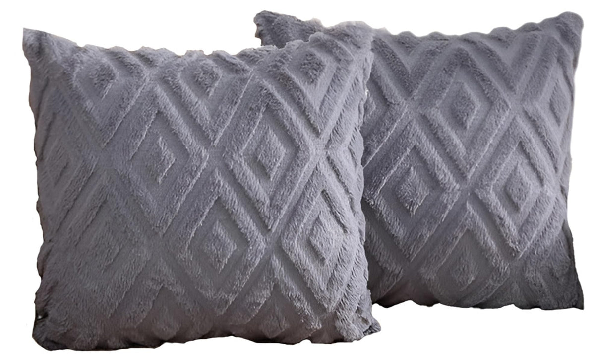 MOMISY Corduroy Cushion Throw Pillow Covers, Diamond, 45 x 45 cm, 18 x 18 inch (2, Grey2)