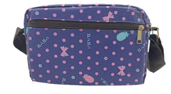 MOMISY Women Mobile Messenger Bag Ladies Nylon Shoulder Cross Body Long Strap for College, Outing, Travelling, Work (Medium, BluePinkPolka)