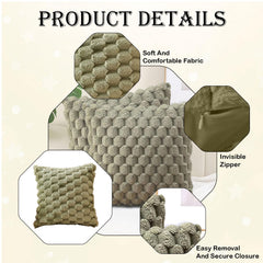 MOMISY Corduroy Cushion Throw Pillow Covers, Honeycomb Pattern, 45 x 45 cm, Pack of 2 (Green)