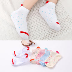MOMISY 5 Pairs Girl Boys Tube Socks Toddlers Infant Solid Color Boat Spring and Autumn Socks Stretch Baby kids Sock (IN, Age, 6 Years, 8 Years, Dots Heart)