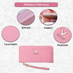 MOMISY Women's Girls PU Leather Party Wedding Clutch | Zipper | Ladies Purse Wallet Girls (Pink)