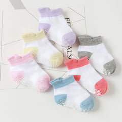 MOMISY Baby Girl Boys children Non Slip Regular Socks Toddlers Infant Cotton Anti skid Regular Socks-6 Pairs (DottedFemale-2Color, 0 to 1 years), Multicolor