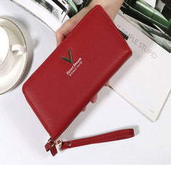 MOMISY Women's Girls PU Leather Party Wedding Clutch | Zipper | Ladies Purse Wallet Girls (Red)