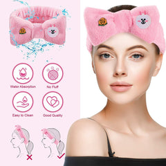 MOMISY Elastic Lovely Hair Band Wash Face Spa Headband-Washable Facial Band Makeup Wrap Headbands for Women (Pink)