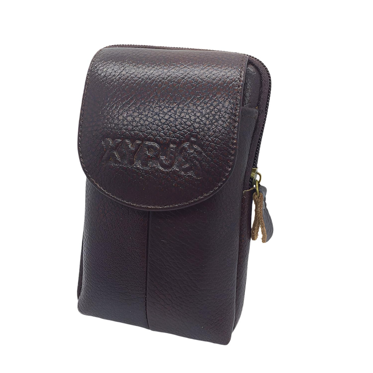 MOMISY Mobile Phone Holster, Leather Belt Clip Case Cover for Men (Thread Brown, Vertical)
