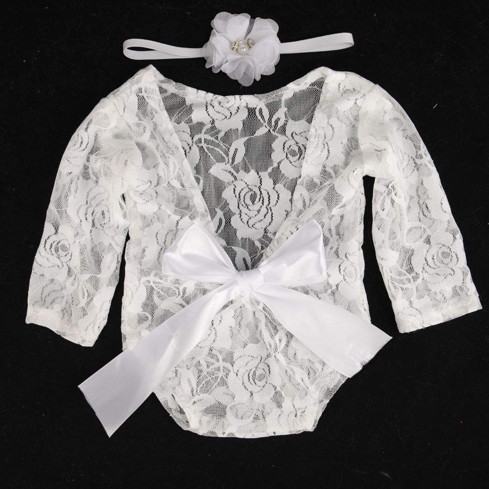 MOMISY Baby Photography Props, Dress & Headband for Kids Parties Anniversaries Photography, White