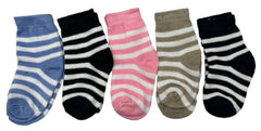 MOMISY 5 Pairs Baby Kids Girl Boys Tube Socks Toddlers Comfortable Ankel Length gifts (Striped, 1 to 3 year)