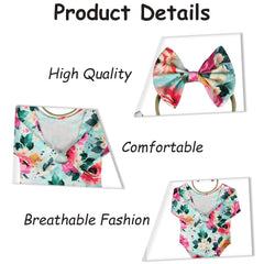 MOMISY Floral Romper with Hairband Photoshoot Photography Props Costume (Blue Flower)