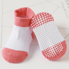 MOMISY Baby Girl Boys children Non Slip Regular Socks Toddlers Infant Cotton Anti skid Regular Socks-6 Pairs (DottedFemale-2Color, 0 to 1 years), Multicolor