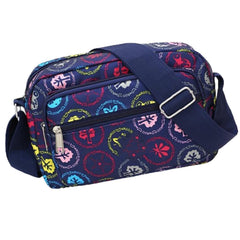 MOMISY Women Mobile Messenger cellphone Bag Ladies Nylon Shoulder Cross Body Long Strap for College, Outing, Travelling, Work (Medium, Stamp)