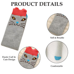 MOMISY 1 Pair of Baby Spring Winter And Autumn Combed Cotton Long Tube Knee-High Socks Suitable Age of 3 to 12 Years (IN, Age, 3 Years, 12 Years, GreyCat)