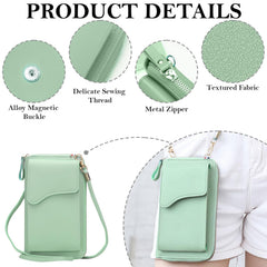 MOMISY Women Cellphone Sling Bag Card Holder Wallet Handbag Crossbody multi-function Shoulder Bag for Girls (Light Green)