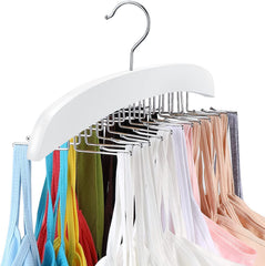 MOMISY Tie Belt Clothes Wooden Closet Hanger Tie Storage Racks Wood Belt Hanger Multipurpose Wardrobe Organizers for Men Women Belt Tie Scarf Messenger Bag Supplies (24 HooksWhite)