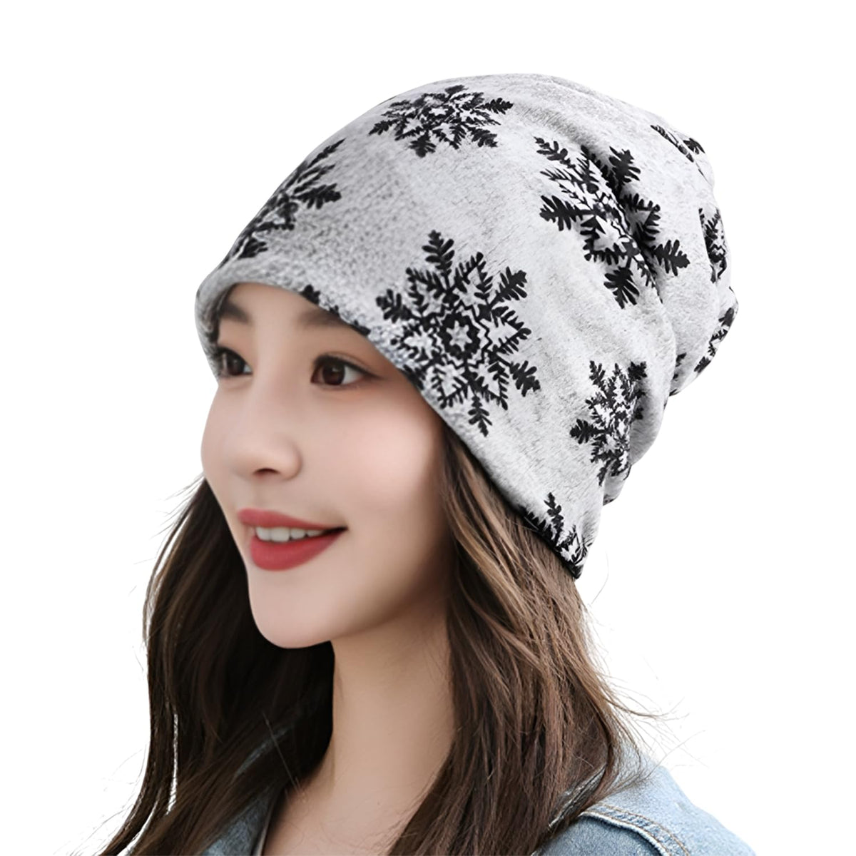 MOMISY Women Unisex Winter Beanie Hat & Neck Warmer | Knitted Multifunctional Scarf Cap with Letter Print | Warm Pullover Hat (in, Alpha, Free Size, GreyStar)