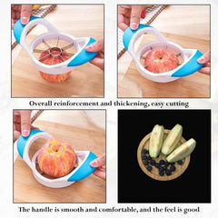 MOMISY Plastic Apple Fruit Slicer, Corer, Cutter, Divider Tool, 8 Stainless Steel Blades (WhiteBlue)