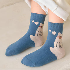 MOMISY 5 Pairs Girl Boys Tube Socks Toddlers Infant Solid Color Boat Spring and Autumn Socks Stretch Baby kids Sock (IN, Age, 12 Months, 3 Years, CuteBear)