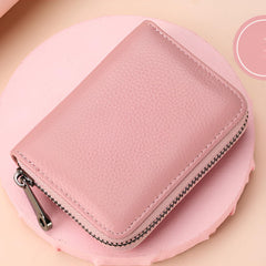 MOMISY PU Leather Credit Debit Card Holder Wallet Card Case ID Case Organizer Holder Zipper Wallet Coin Purse for Men & Women (20 Slots PVC Pink)