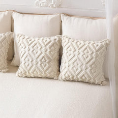 MOMISY Corduroy Cushion Throw Pillow Covers, Diamond, 45 x 45 cm, 18 x 18 inch (2, Beige2)