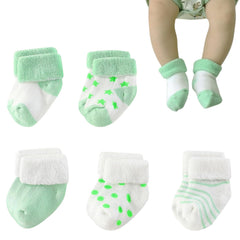 MOMISY 5 Pairs Tube Socks for Kids Toddlers Infant Baby Girl Boys (Green, 1 Year to 2 Year)