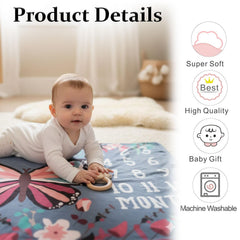 MOMISY Baby Milestone Blanket and Props for Baby's |1 to 12 Months Prop |Baby Bedding |Ac Room Blanket for Summer|Newborn| Infants Winter Blanket(ButterflyBlue)
