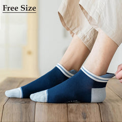 MOMISY Men's Premium Cotton Cushion Ankle length Socks, (Multicolor) Pack of 5 (Free Size) (Boat 2 Color)