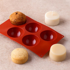 MOMISY Silicone Semi Sphere Mould, 5-Cavity Half Ball Baking Tray for Chocolate Bombs, Dome Cakes, Jelly, Soap, and Desserts – Oven & Freezer Safe