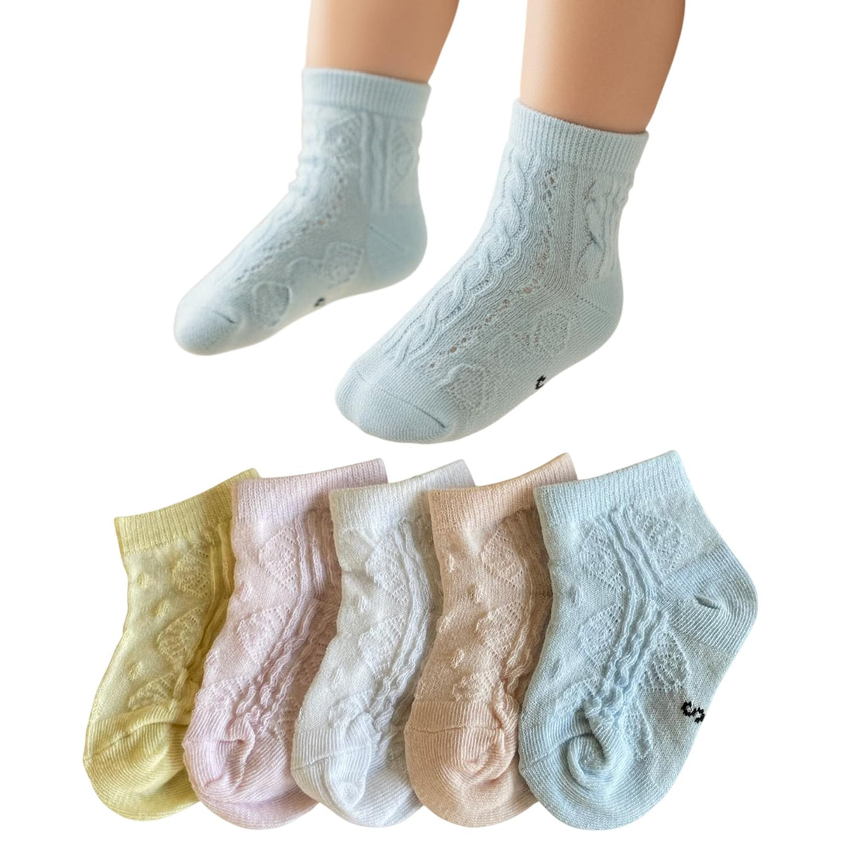 MOMISY 5 Pairs Baby Girl Boys Toddlers Infant Ankle Stretch Tube Socks-Leaves-1 to 3 Years
