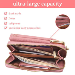 MOMISY Mobile Bag Cellphone Sling Bag Card Holder Wallet Handbag Crossbody multi-function Shoulder Bag for Girls & Women-Embroidery (Pink)