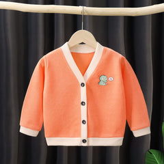 MOMISY Baby Boy & Girls Sweater Jacket Front Open Cardigan (1 to 2 Years, Orange)