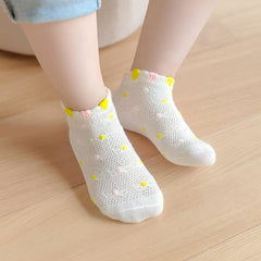 MOMISY 5 Pairs Baby Girl Boys Tube Socks Toddlers Infant Solid Color Boat Spring and Autumn Socks Stretch Baby Sock - Multicolor (IN, Age, 3 Years, 5 Years, Net Flower)