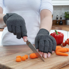 MOMISY Arthritis Gloves Women Men Hand Fingerless Compression Gloves Wrist Support Therapy Gloves Relieve Pain from Rheumatoid RSI Carpal Tunnel for Typing Wirting Dailywork-1 Pair, Grey, Medium