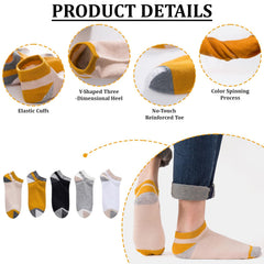MOMISY Men's Premium Cotton Cushion Ankle length Socks, (Multicolor) Pack of 5 (Free Size) (Fish Mouth)