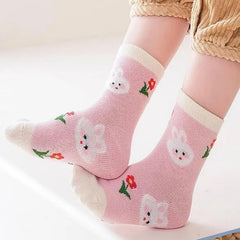 MOMISY 5 Pairs Girl Boys Tube Socks Toddlers Infant Solid Color Boat Spring and Autumn Socks Stretch Baby kids Sock (Lovable, 1 Year to 3 Year)