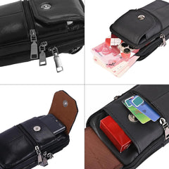 MOMISY Leather Crossbody Sling Bag, Mobile Cell Phone and Passport Holder, Travel Waist Pouch Holster for Men and Women (Black)