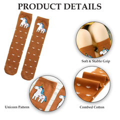 MOMISY 1 Pair of Baby Spring Winter And Autumn Combed Cotton Long Tube Knee-High Socks Suitable Age of 3 to 12 Years (IN, Age, 3 Years, 12 Years, BrownPony)