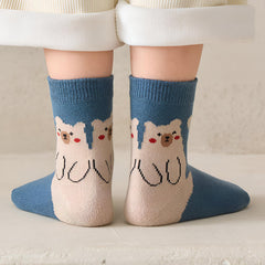 MOMISY 5 Pairs Girl Boys Tube Socks Toddlers Infant Solid Color Boat Spring and Autumn Socks Stretch Baby kids Sock (IN, Age, 12 Months, 3 Years, CuteBear)