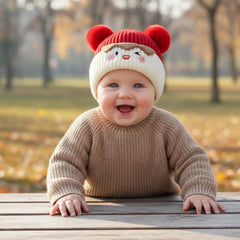 MOMISY Baby Cap Soft Beanie Woolen Hat for Spring Winter Autumn, Newborn Infant Toddler Kids, 1 to 5 Years (Red)