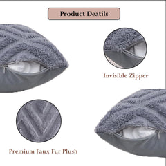 MOMISY Corduroy Cushion Throw Pillow Covers, Diamond, 45 x 45 cm, 18 x 18 inch (5, Grey5)