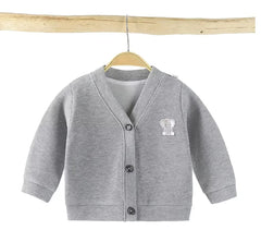 MOMISY Baby Girl's Cotton Blend V-Neck Sweater (BabyWinterSweater_Grey_12 Months-24 Months)