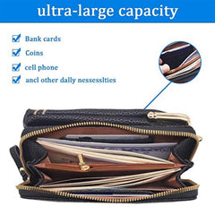 MOMISY Mobile Bag Cellphone Sling Bag Card Holder Wallet Handbag Crossbody multi-function Shoulder Bag for Girls & Women-Embroidery (Black)