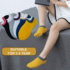 MOMISY 5 Pairs Baby Kids Girl Boys Tube Socks Toddlers Comfortable Ankel Length gifts (IN, Age, 3 Years, 5 Years, 2 Bars)