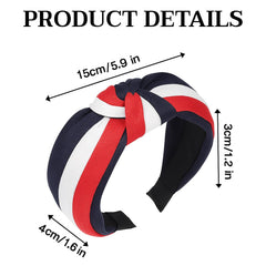 MOMISY Knotted Hairband Headband Cross Hair Band Accessories for Women and Girls (Navy Red White)