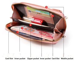 MOMISY Women Cellphone Sling Bag Card Holder Wallet Handbag Crossbody multi-function Shoulder Mobile Bag for Girls (Light Grey)