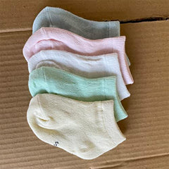 MOMISY 5 Pairs Baby Girl Boys Tube Socks Toddlers Infant Solid Color Ankle Socks Stretch Baby Socks-4Dots-0 to 1 Years