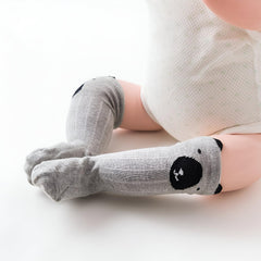 MOMISY 3 Pairs of Baby Kids Children Anti Skid Sleep Spring Winter And Autumn Combed Cotton Long Tube Knee-High Socks (IN, Age, 12 Months, 3 Years, Brown White Grey)